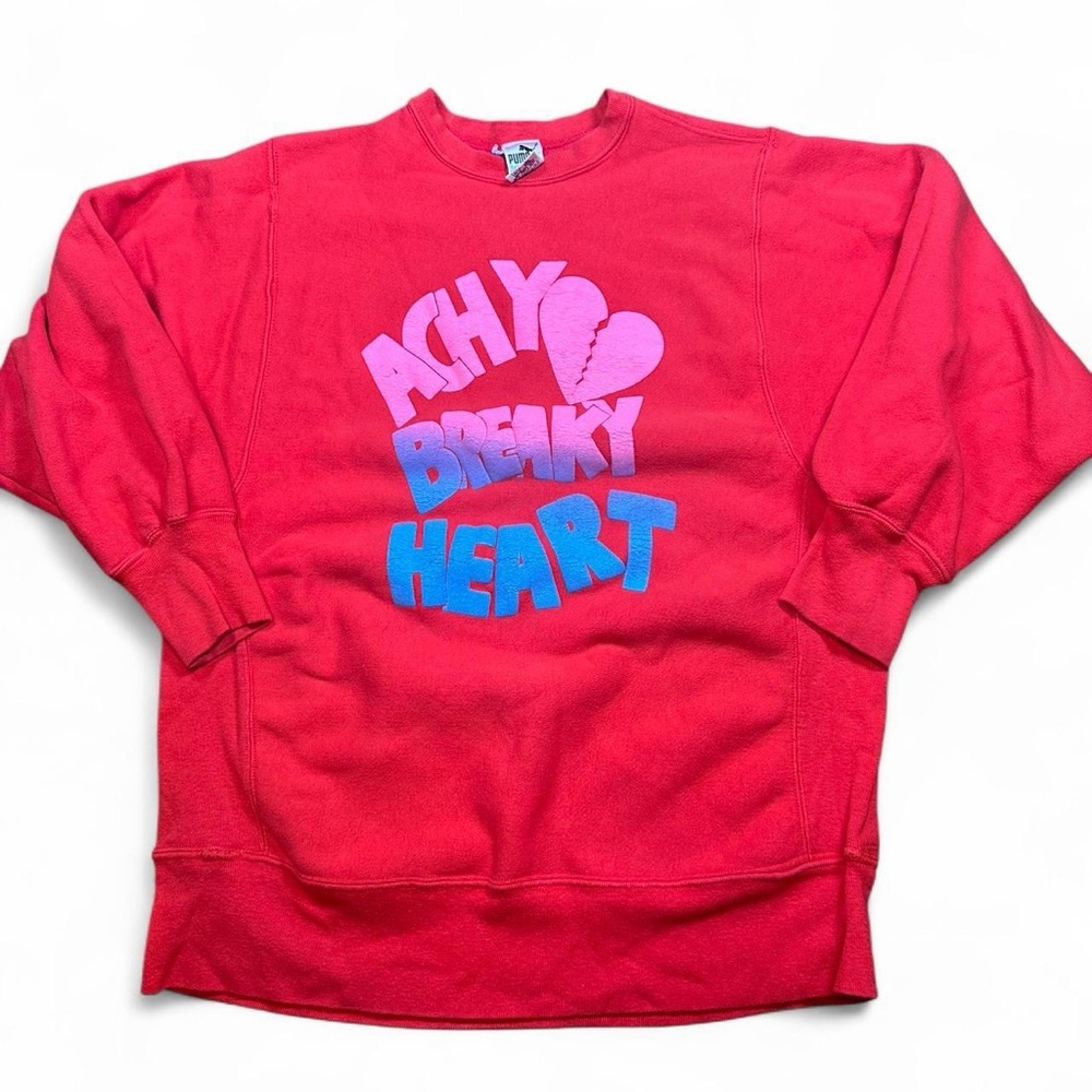 Vintage Puma Men’s Achy Breaky Heart Red Crewneck Sweatshirt XL